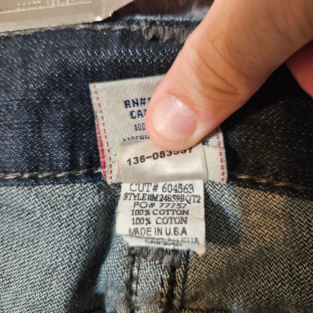 Vintage True Religion Denim Dark Blue Jeans Size 38x35 Ricky Big OT Thick Stitch